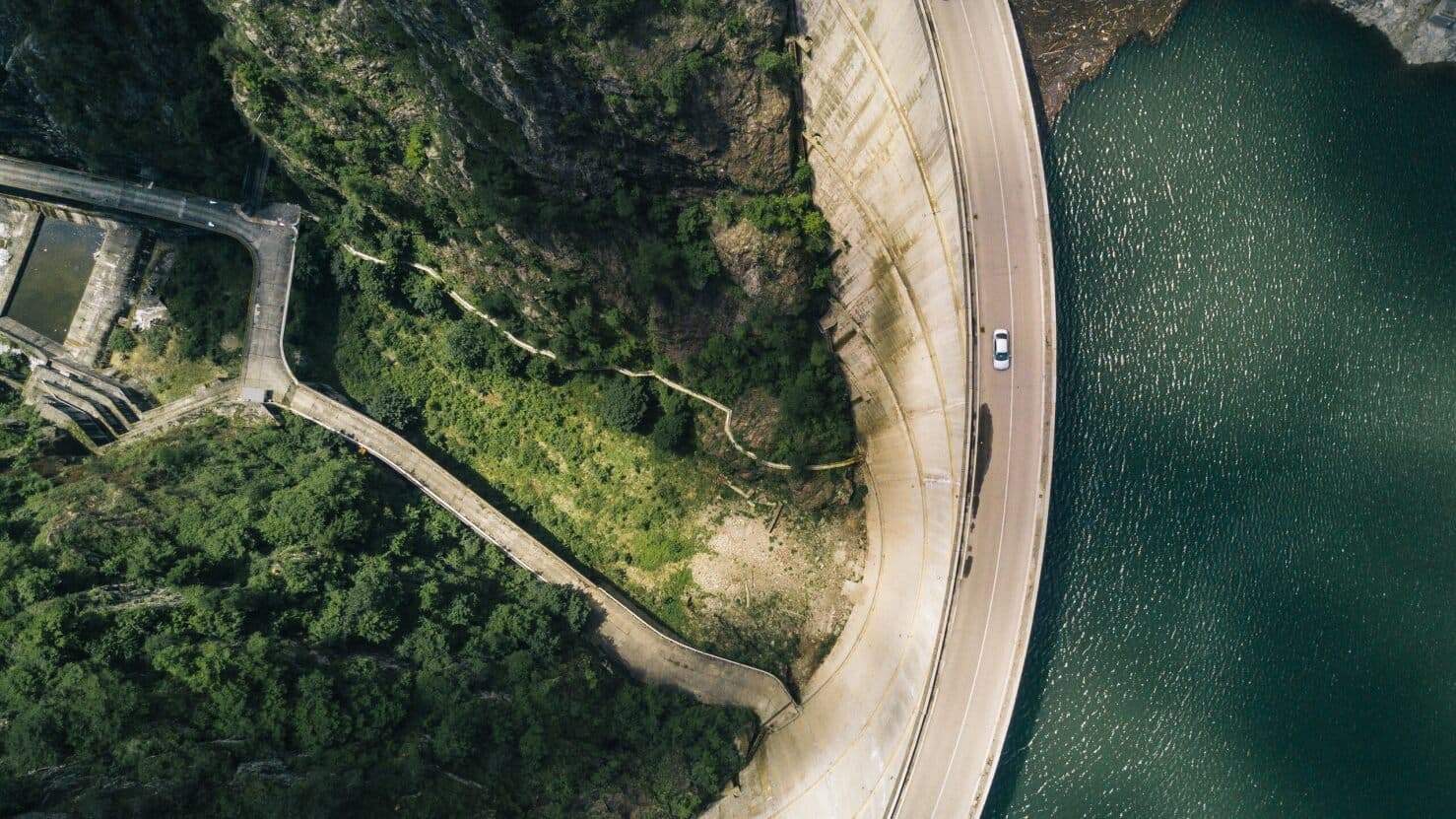 A hydroelectric power plant seen from above